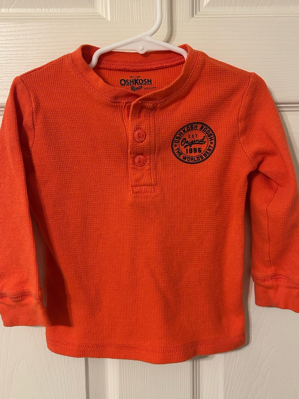 Toddler Boys, OshKosh B'gosh, Orange Long-Sleeve Henley, Size 2T